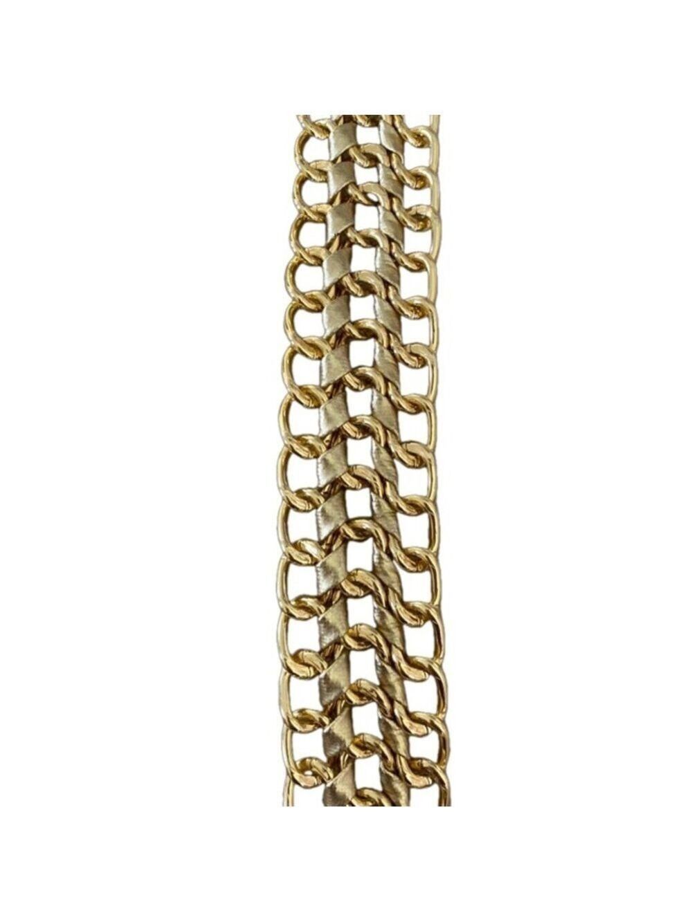 Vintage Gold Color Belt 3 Chains Laced Together with Faux Leather 1990’s Era 36” - Picture 2 of 3